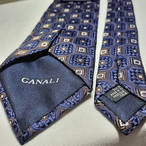 CANALI Men's 100% Silk Classic Necktie ITALY Designer Brown Timeless Fashion Tie - Picture 3 of 5